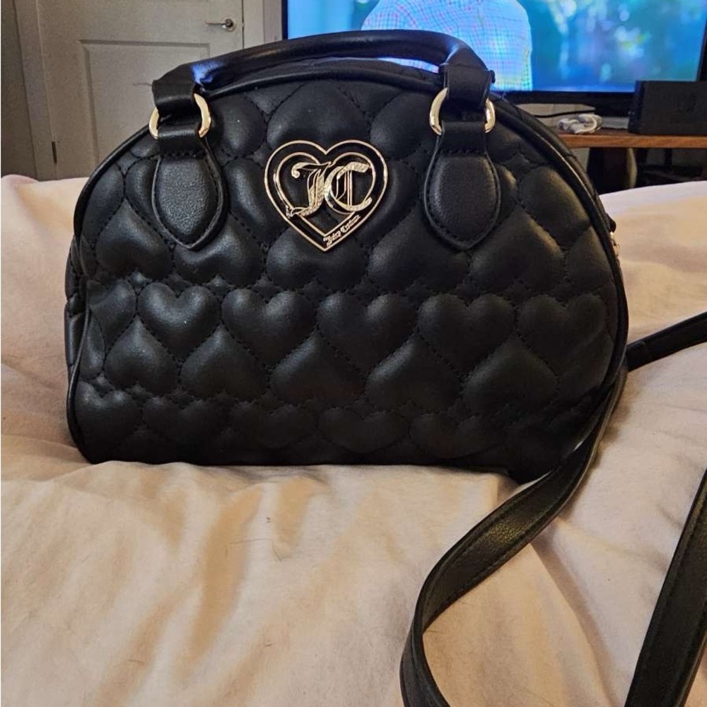 black heart patterned juicy couture bowler bag